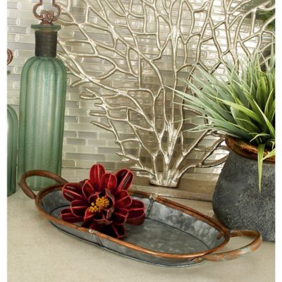 Harper & Willow Grey Metal Farmhouse Tray, Set of 3, 14 in., 22 in., 28 in.