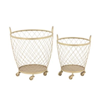 Image showing  Gold Metal Modern Storage Carts, Assorted, 2 pc.