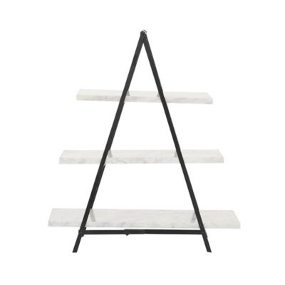 Image showing  White Marble 3 Level Tiered Server 20 in. x 9 in. x 23 in.
