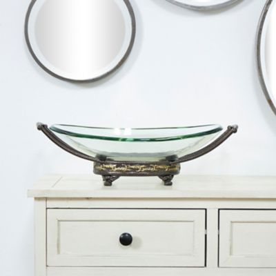 Harper & Willow Gold Glass Traditional Serving Bowl, 17 in. x 11 in. x 5 in., 68504