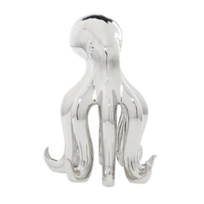 Image showing  Porcelain Glam Octopus Sculpture, 11 in. x 12 in. x 17 in., Silver
