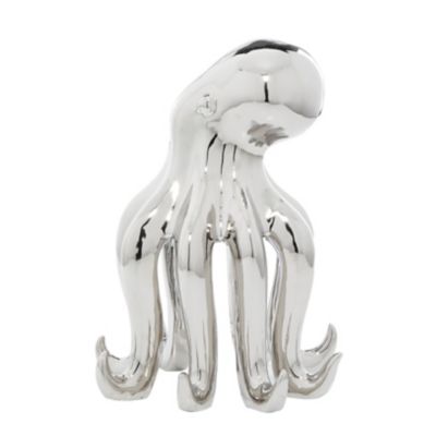 Image showing  Porcelain Glam Octopus Sculpture, 11 in. x 12 in. x 17 in., Silver