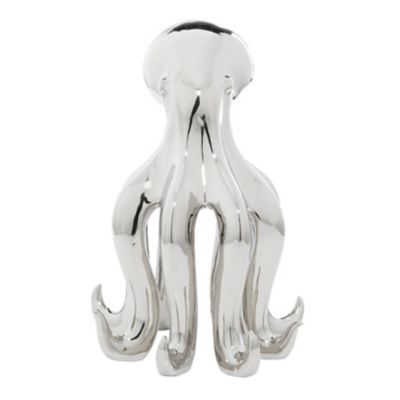 Image showing  Porcelain Glam Octopus Sculpture, 11 in. x 12 in. x 17 in., Silver