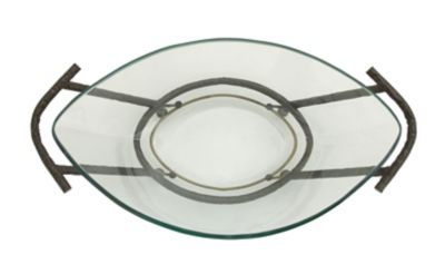 Image showing  Glass Modern Serving Bowl, 26 in. x 10 in. x 9 in., Copper