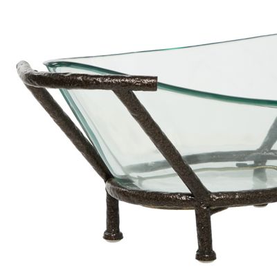 Image showing  Glass Modern Serving Bowl, 26 in. x 10 in. x 9 in., Copper