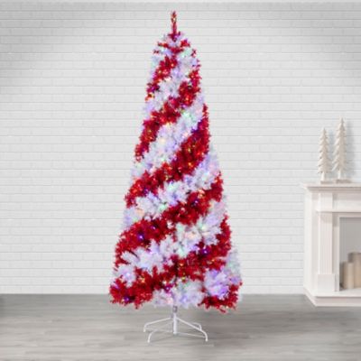Sterling 7.5 ft. Candy Cane Swirl Pine Tree with 1825 Tips and 600 Ul Dual Warm White and Multicolor LED Lights