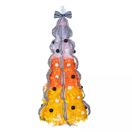 Sterling Candy Corn Pop-Up Halloween Tree with 100 Orange LED Lights 6 Feet Tall Indoor Halloween Home Accents