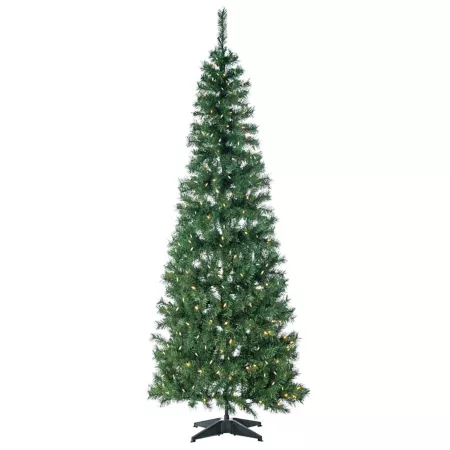 Sterling 9 ft Tall Pre-Lit Green PVC Retractable Tree with Warm White Lights Artificial Christmas Trees