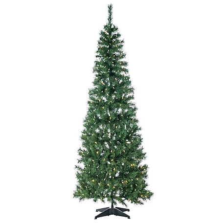 Sterling 9 ft. High Pop Up Pre-Lit Green PVC Fir Tree with Warm White Lights