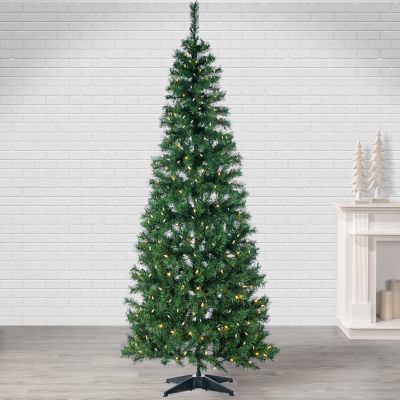 Image showing  9 ft. High Pop Up Pre-Lit Green PVC Fir Tree with Warm White Lights