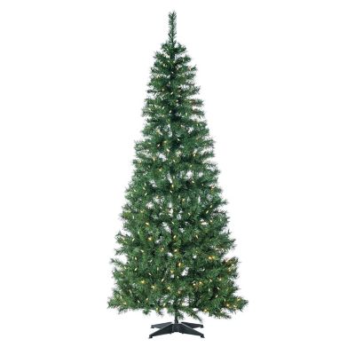 Sterling 7.5 ft. High Pop Up Pre-Lit Green PVC Fir Tree with Warm White Lights
