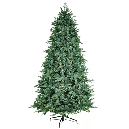 Sterling Natural Size 9 Foot Blue Spruce Tree with 4183 Tips and 700 Warm White LED Lights Artificial Christmas Trees