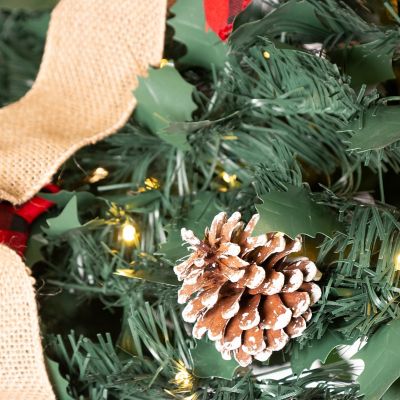 Image showing  7.5 ft. High Pop Up Pre-Lit Green Decorated Pine Tree with Warm White Lights
