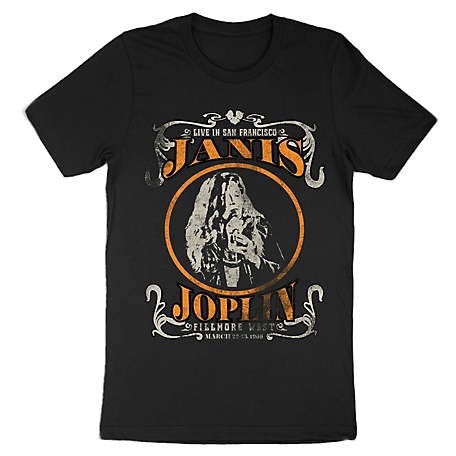 Janis Joplin Men's Live T-Shirt, Black/Orange