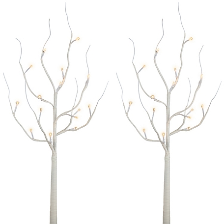 Everlasting Glow 27 in. Battery-Operated LED-Illuminated White PVC Wrapped City Branch with Timer, 2-Pack