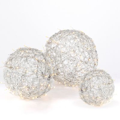 Everlasting Glow Set of 3 Assorted Vine Balls with Super Bright White LED Lights