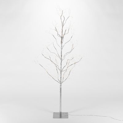 Everlasting Glow 5 ft. Pre-Lit Silver PVC Wrapped Tree, 540 Micro LED Warm White Lights