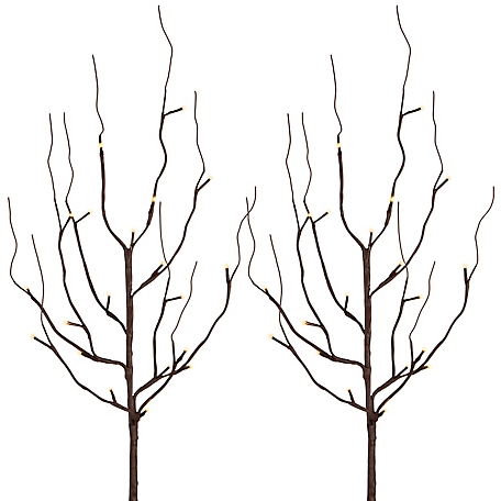 Everlasting Glow 39 in. Battery-Operated Led-Illuminated Brown PVC Wrapped City Branch with Timer, 2 pk.