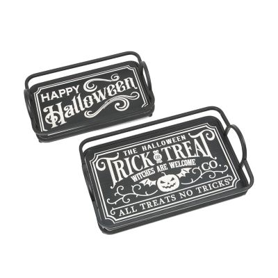 GIL Wood and Metal Engraved Halloween Trays, 2 pk.