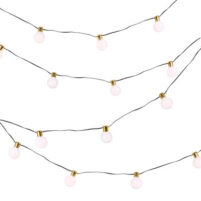 Everlasting Glow 20 ft. 30-Light Indoor White Ball and Gold Cap Light Garland