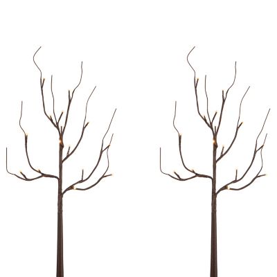 Everlasting Glow 26.77 in. Battery-Operated LED-Illuminated Brown PVC Wrapped City Branch with Timer, 2-Pack