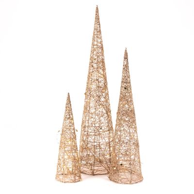 GIL Lighted Holiday Cones, 3-Pack