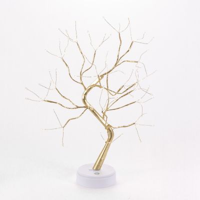 Everlasting Glow 23.62 in. B/O-USB Capable Champagne Gold PVC-Wrapped Tree with Micro LED Lights