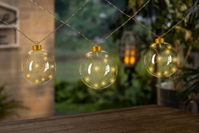 Image showing  9.8 ft. 12-Light Indoor/Outdoor Clear Glass Ball LED Garland