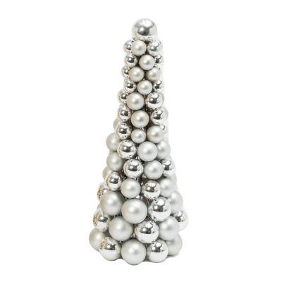 GIL 18 in. Silver Ornament Cone Tree