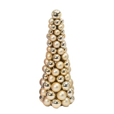 GIL 18 in. Gold Ornament Cone Tree