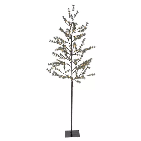 Everstanding Glow 82.67 in Large Electric Glazed Pine Tree with 108 Warm White LED Lights Artificial Plants & Flowers