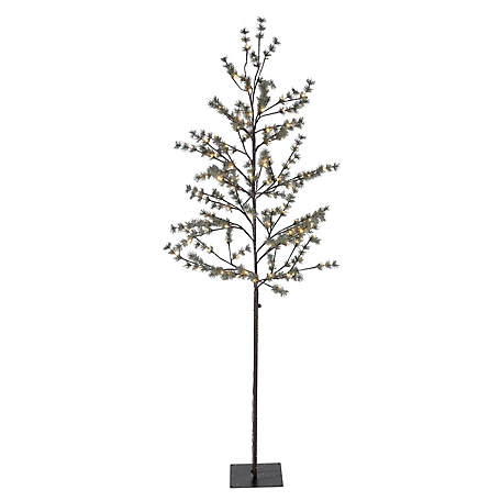 Everlasting Glow 82.67 in. Tall Electric Icy Pine Tree with 108 Warm White LED Lights
