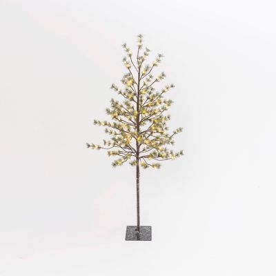 Everlasting Glow 5 ft. Tall Electric Icy Pine Tree with 96 Warm White LED Lights