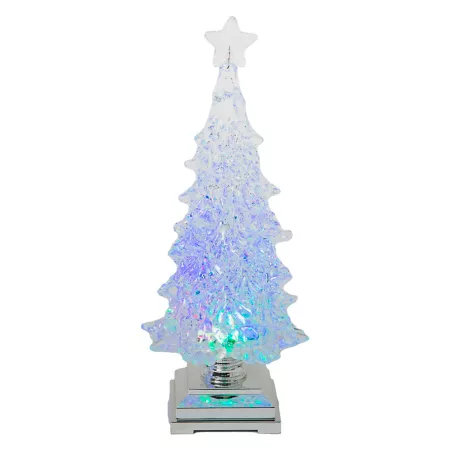 GIL 12.6" Tall Battery Operated Spinning Water Globe Christmas Tree Christmas Kitchen & Tabletop Decor