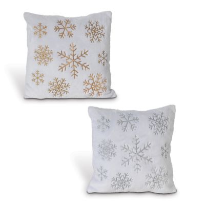 Gil Indoor Fabric Snowflake Design Pillows, 16 In., 2 Pk.