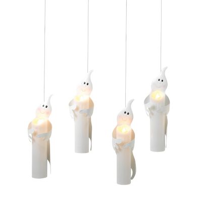 GIL Battery Operated Candles, 4 pk., Wrapped By White Metal Ghosts Appear to Be Hanging Mid-Air