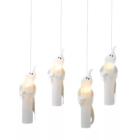 GIL Battery Operated Candles 4-Pack Wrapped in White Metal Ghosts That Appear to Suspend in Air Halloween Novelty Lights