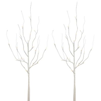 Everlasting Glow 39.76 in. Battery-Operated LED-Illuminated White PVC Wrapped City Branch, 2-Pack, Timer Feature