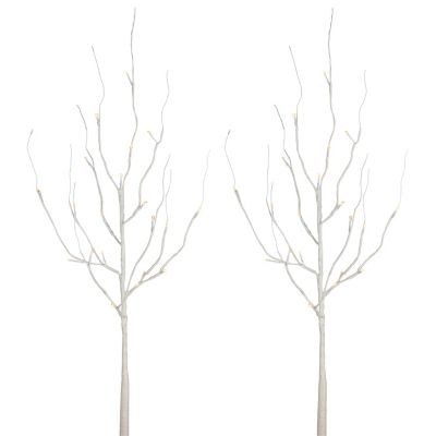 Everlasting Glow 39.76 in. Battery-Operated LED-Illuminated White PVC Wrapped City Branch, 2-Pack, Timer Feature