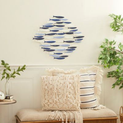 Harper & Willow Blue Metal Coastal Fish Wall Decor, 27 in. x 1 in. x 22 in.