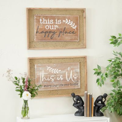 Harper & Willow Brown Wood Farmhouse Words and Text Wall Decor, 24 in., 16 in., 2 pc.
