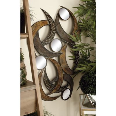 Harper & Willow Beige Metal Contemporary Ornamental Wall Decor, 1 in. x 24 in. x 40 in.