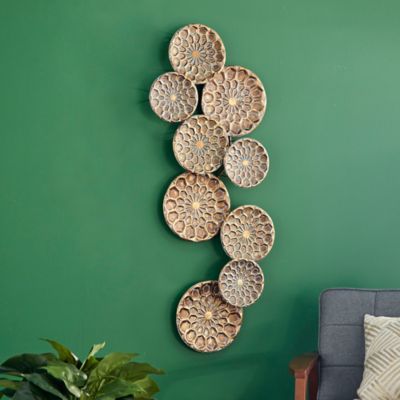 Harper & Willow Gold Metal Eclectic Abstract Wall Decor, 19 in. x 3 in. x 50 in.