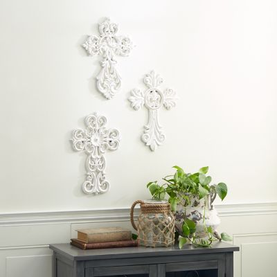 Harper & Willow White Wood Traditional Cross Wall Decor, 11 in., 10 in., 3 pc.