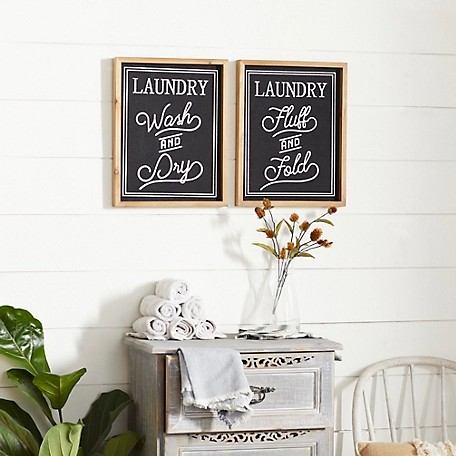 Harper & Willow Black Wood Farmhouse Words and Text Wall Decor, 13 in., 16 in., 2 pc.