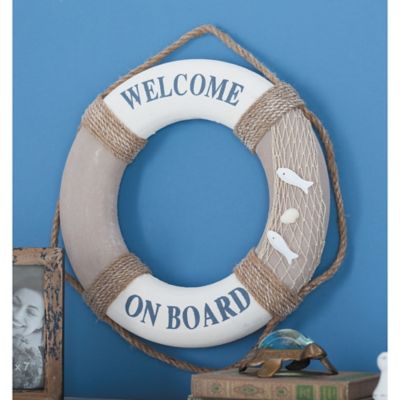 Harper & Willow White Resin Coastal Words and Text Wall Decor, 17 in. x 2 in. x 17 in.