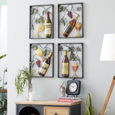 Harper & Willow Multicolor Metal Traditional Food and Drink Wall Decor, 18 in., 14 in., 4 pc.