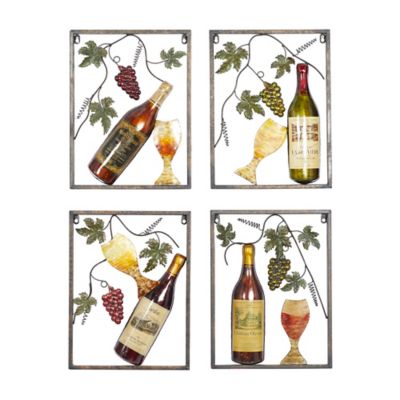 Image showing  Multicolor Metal Traditional Food and Drink Wall Decor, 18 in., 14 in., 4 pc.