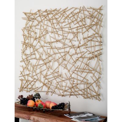 Harper & Willow Gold Metal Contemporary Abstract Wall Decor, 40 in. x 2 in. x 40 in., Gold