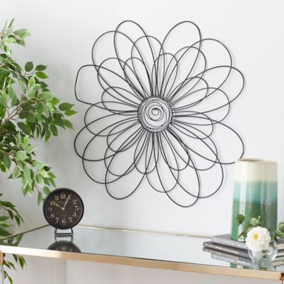 Harper & Willow Black Metal Modern Flowers Wall Decor, 29 in. x 29 in.